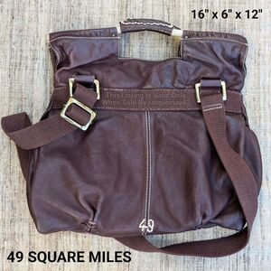 Anthropologie 49 Square Miles Brown Leather Messenger Bag Hobo Satchel Purse EUC